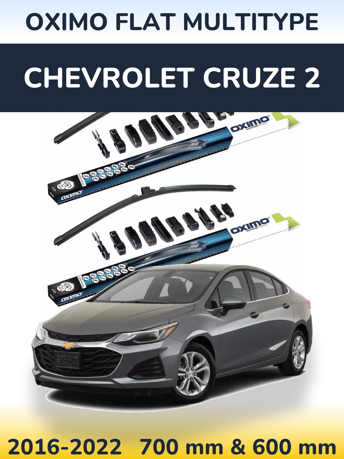 Komplet przednich wycieraczek Oximo Flat MultiType 700 & 600 mm do Chevrolet Cruze 2 2016-2022