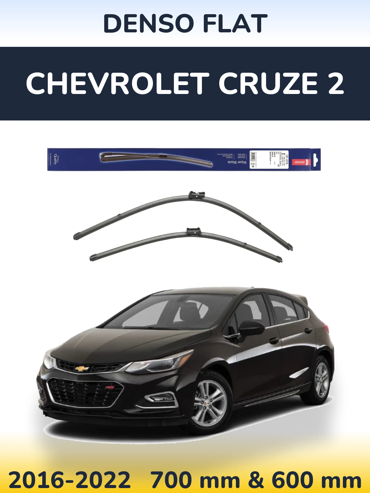 Komplet przednich wycieraczek Denso Flat 700 & 600 mm do Chevrolet Cruze 2 2016-2022