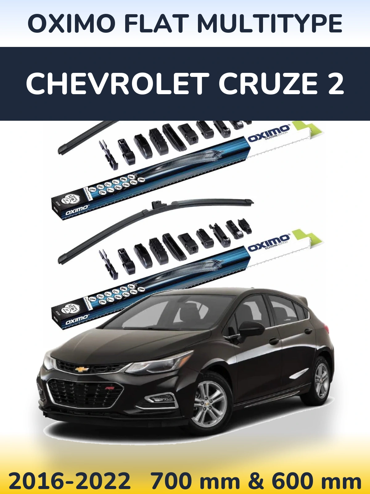Komplet przednich wycieraczek Oximo Flat MultiType 700 & 600 mm do Chevrolet Cruze 2 2016-2022