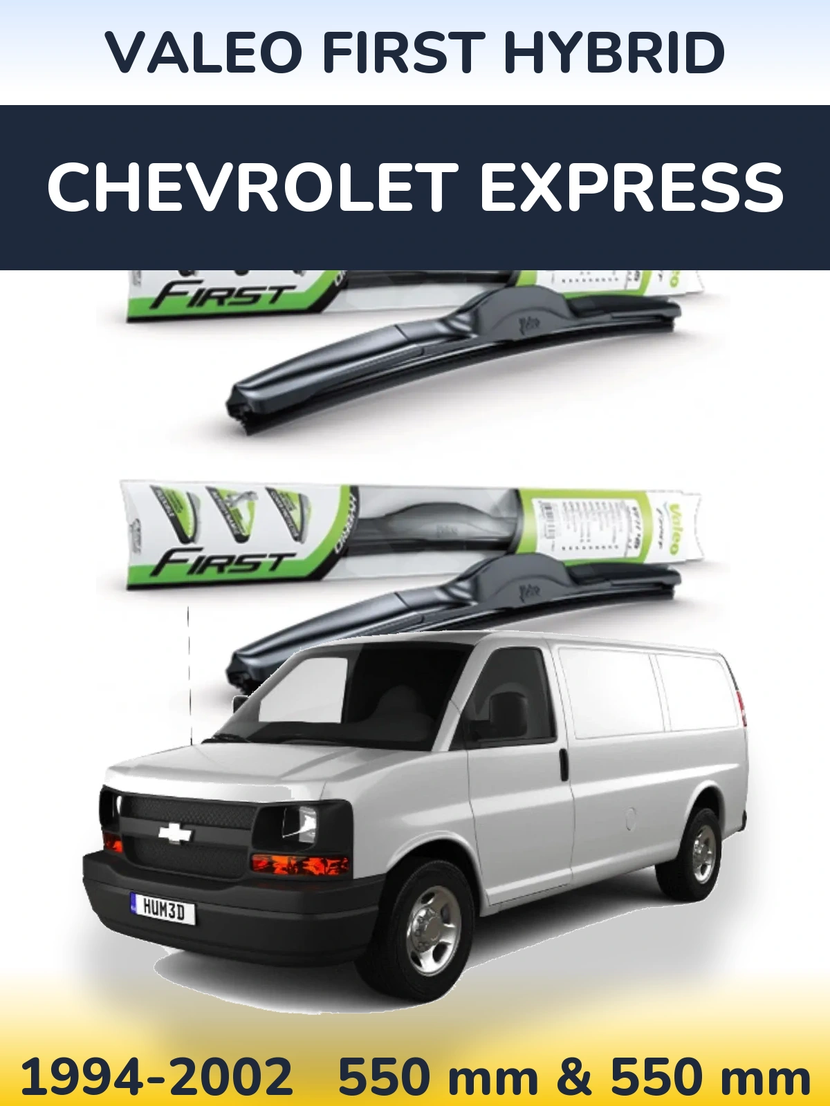 Komplet przednich wycieraczek Valeo First Hybrid 550 & 550 mm do Chevrolet Express 1994-2002