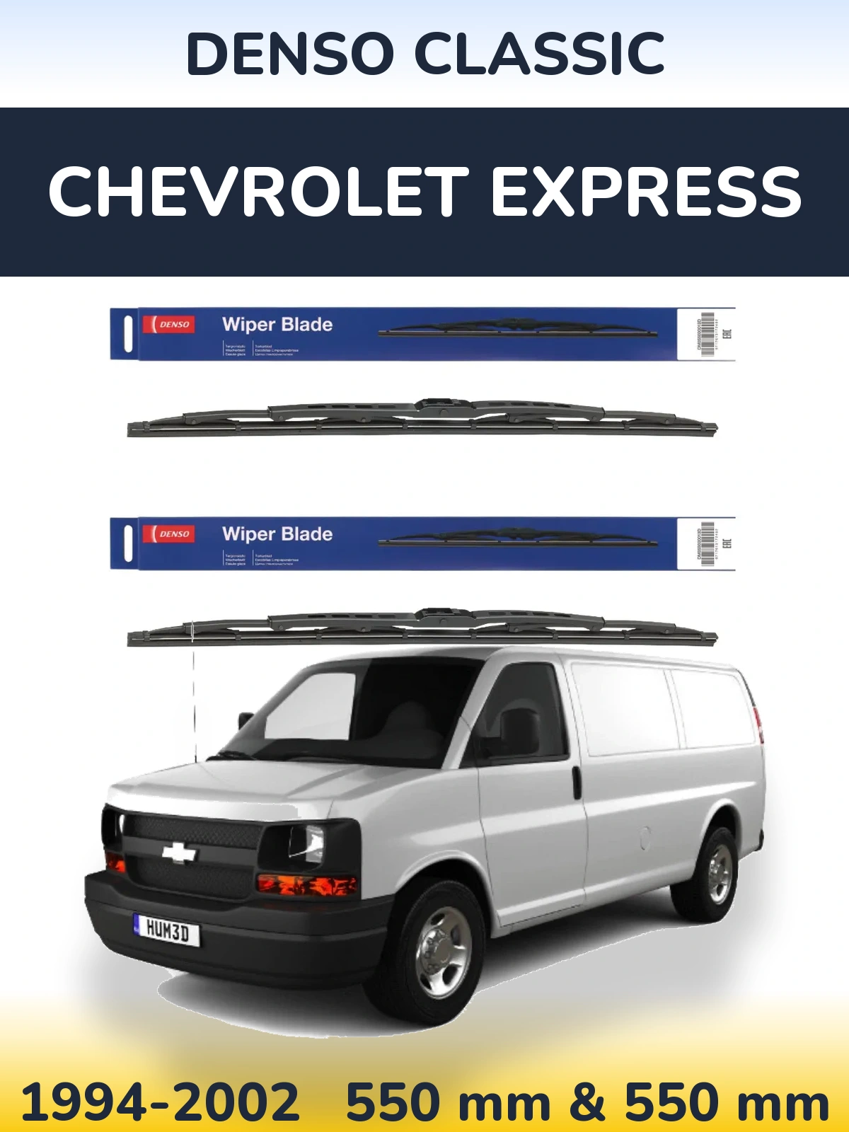 Front wiper blade set Denso Classic 550 & 550 mm for Chevrolet Express 1994-2002