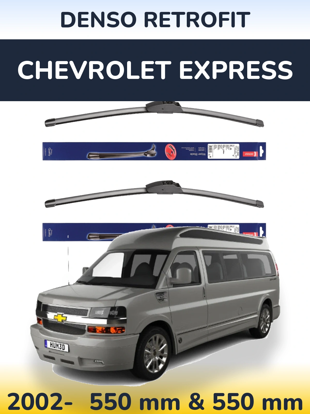 Комплект передних дворников Denso Retrofit 550 & 550 мм для Chevrolet Express 2002-2026