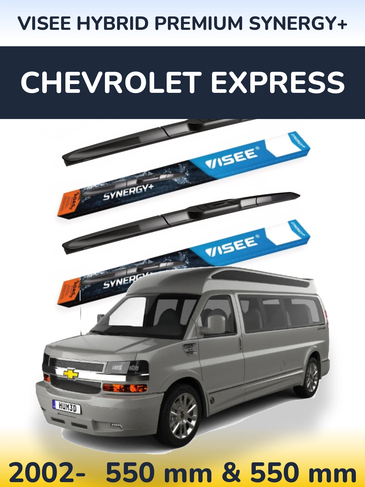 Komplet przednich wycieraczek VISEE HYBRID PREMIUM SYNERGY+ 550 & 550 mm do Chevrolet Express 2002-2026