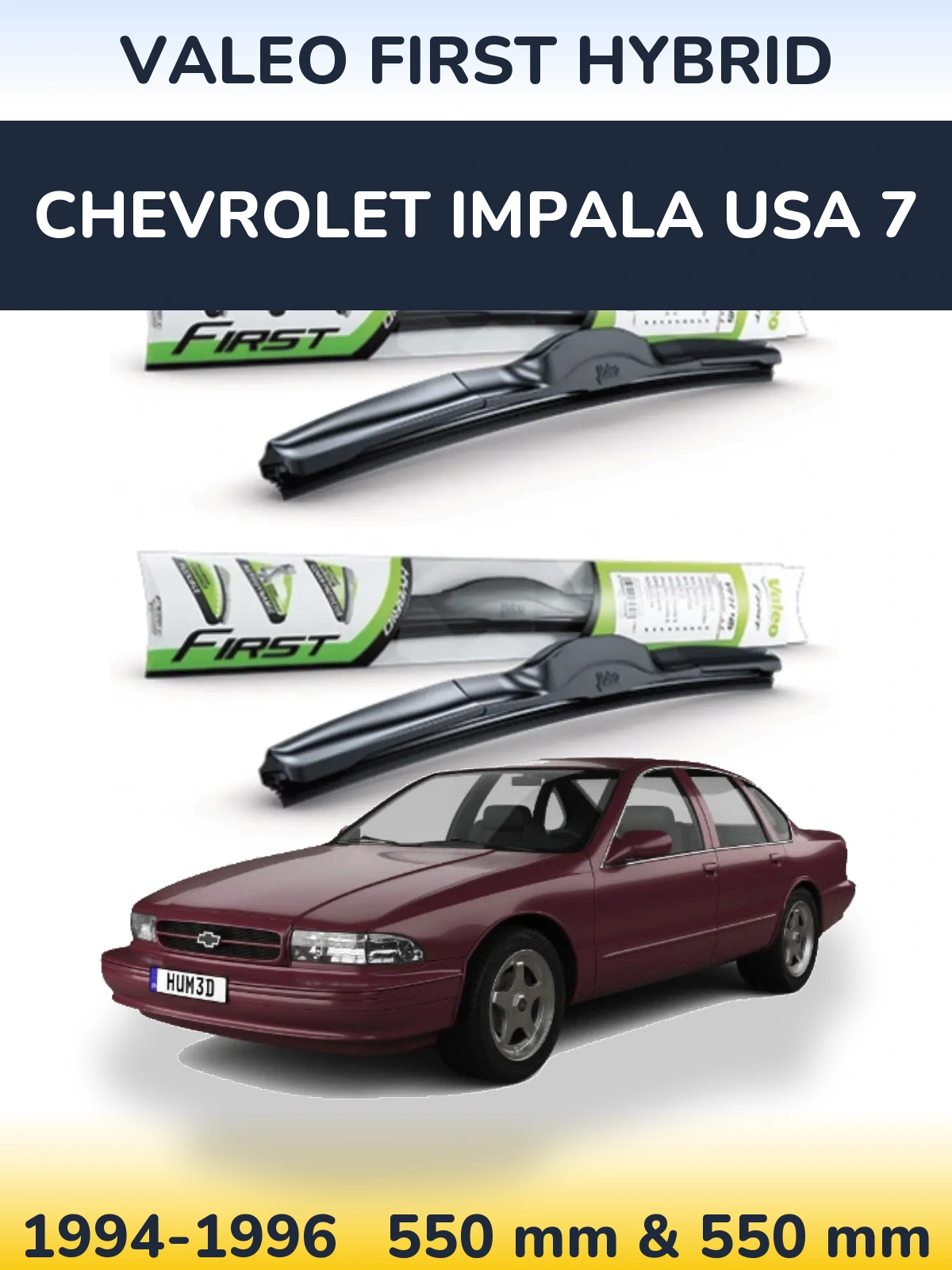 Komplet przednich wycieraczek Valeo First Hybrid 550 & 550 mm do Chevrolet Impala USA 7 1994-1996