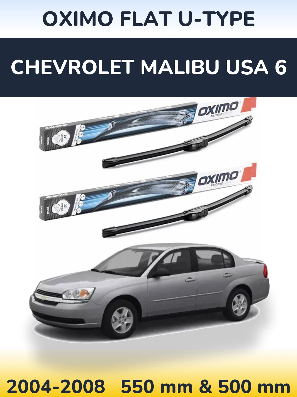 Komplet przednich wycieraczek Oximo Flat U-type 550 & 500 mm do Chevrolet Malibu USA 6 2004-2008