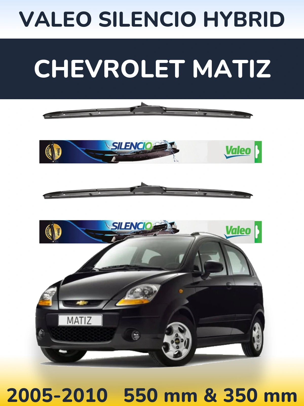 Комплект передних дворников Valeo Silencio Hybrid 550 & 350 мм для Chevrolet Matiz 2005-2010