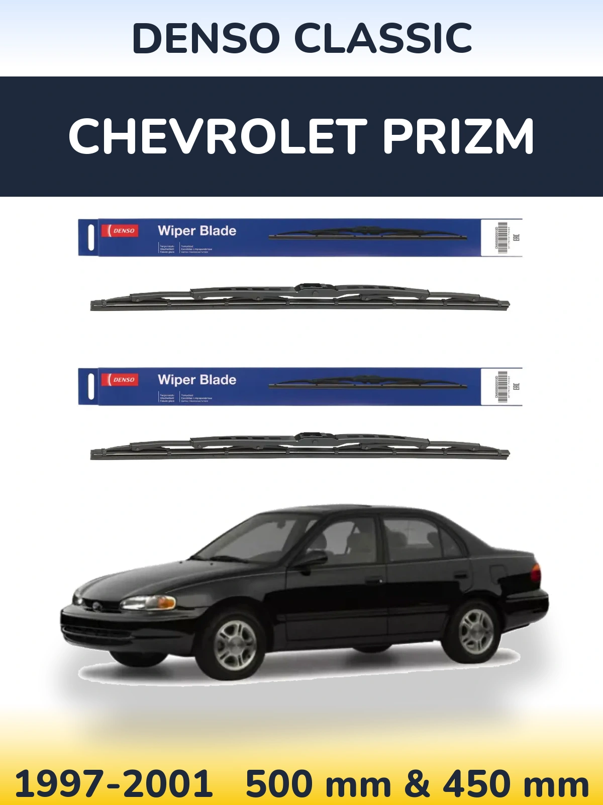 Komplet przednich wycieraczek Denso Classic 500 & 450 mm do Chevrolet Prizm 1997-2001
