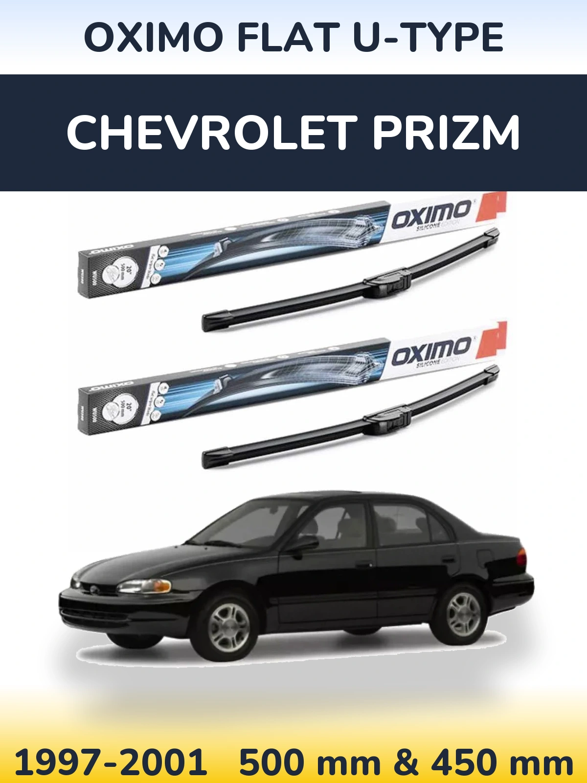 Комплект передних дворников Oximo Flat U-type 500 & 450 мм для Chevrolet Prizm 1997-2001