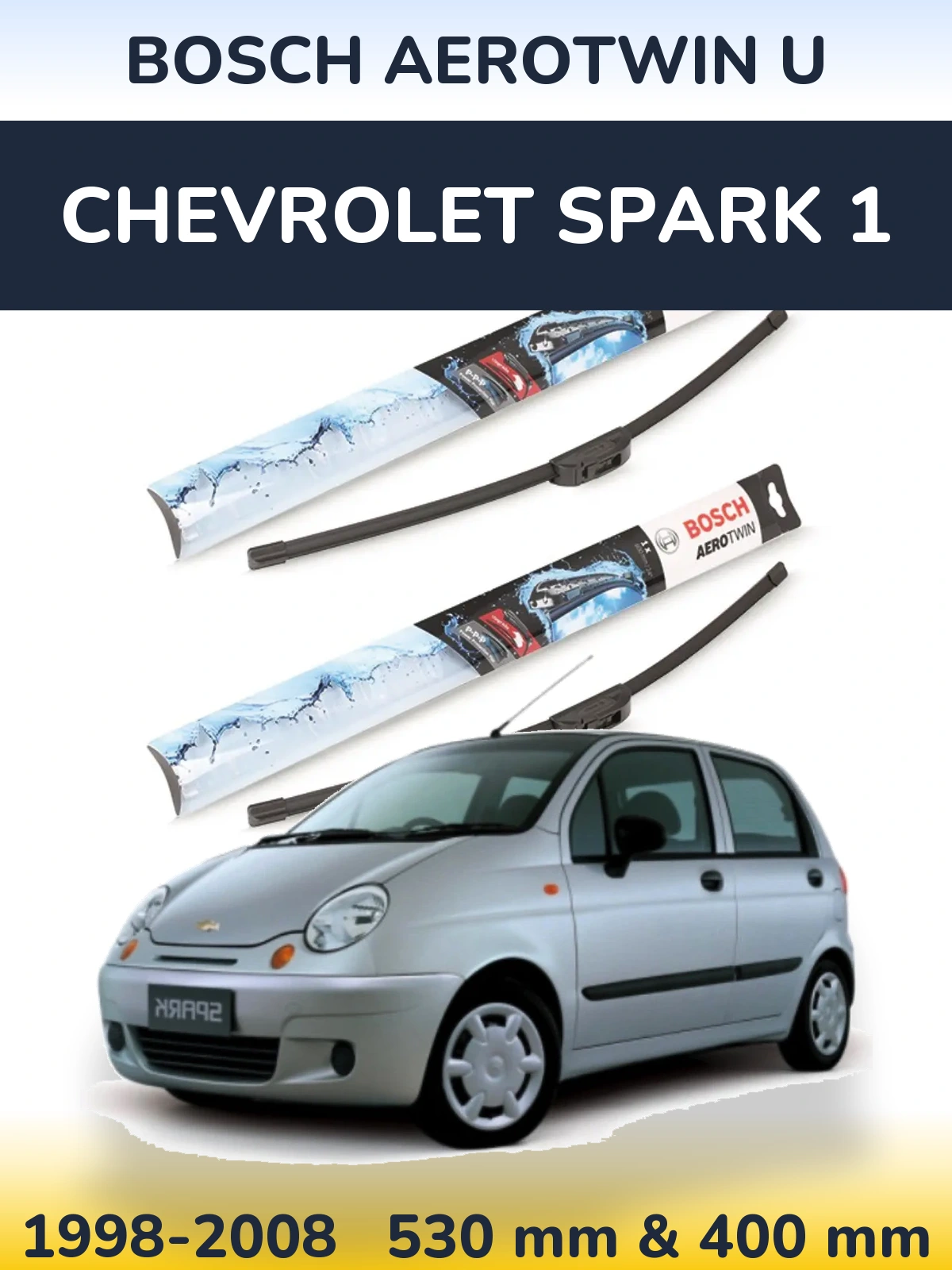 Komplet przednich wycieraczek BOSCH AeroTwin U 530 & 400 mm do Chevrolet Spark 1 1998-2008