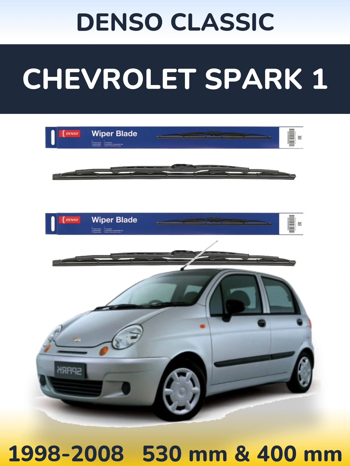 Komplet przednich wycieraczek Denso Classic 530 & 400 mm do Chevrolet Spark 1 1998-2008