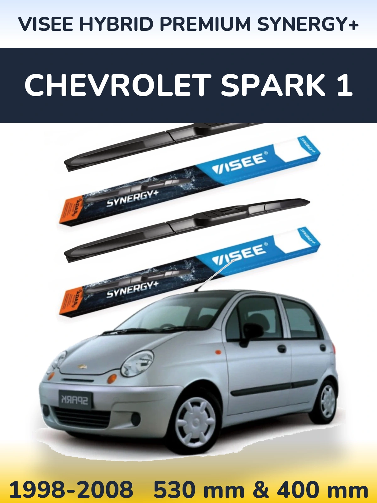 Komplet przednich wycieraczek VISEE HYBRID PREMIUM SYNERGY+ 530 & 400 mm do Chevrolet Spark 1 1998-2008