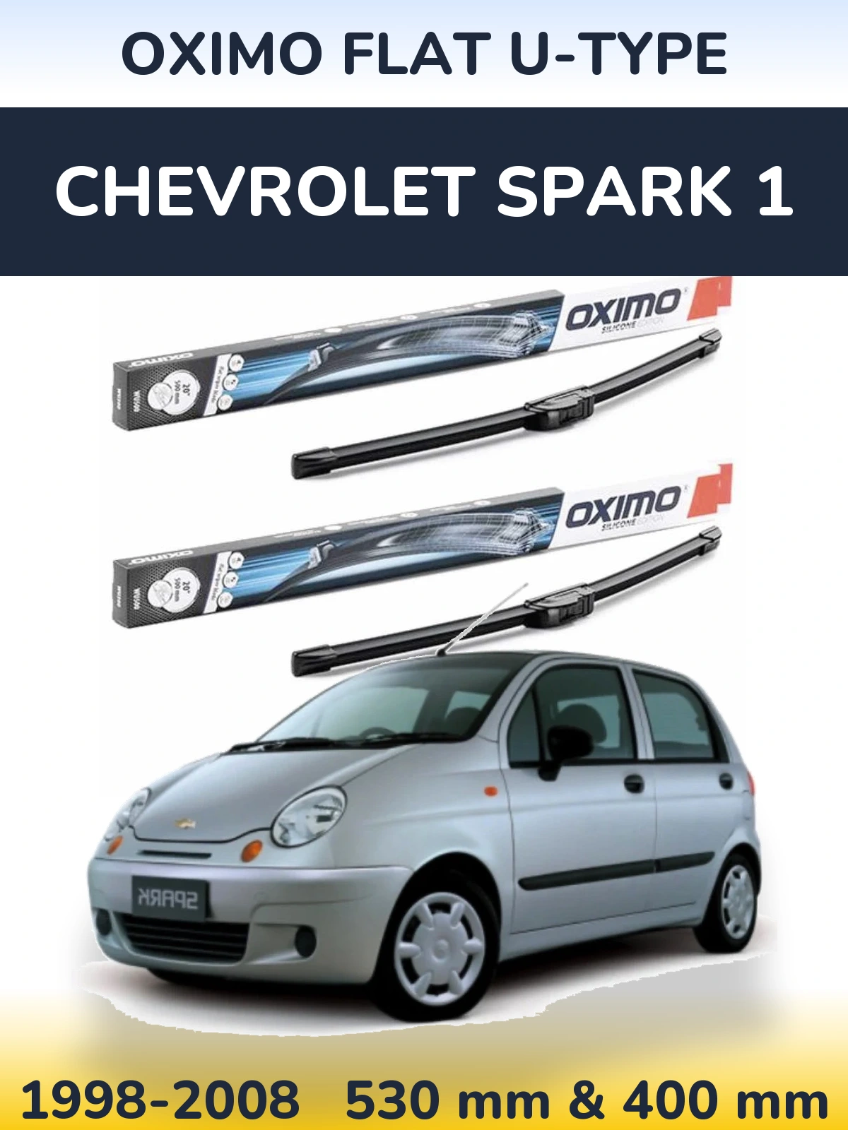 Komplet przednich wycieraczek Oximo Flat U-type 530 & 400 mm do Chevrolet Spark 1 1998-2008