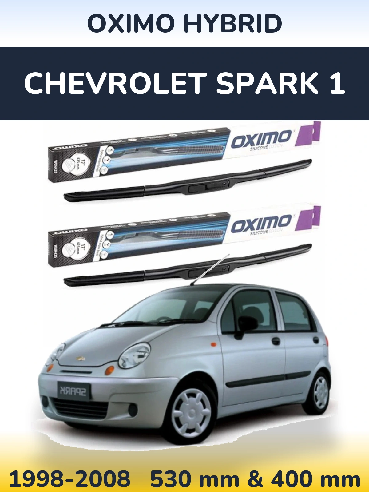 Komplet przednich wycieraczek Oximo Hybrid 530 & 400 mm do Chevrolet Spark 1 1998-2008