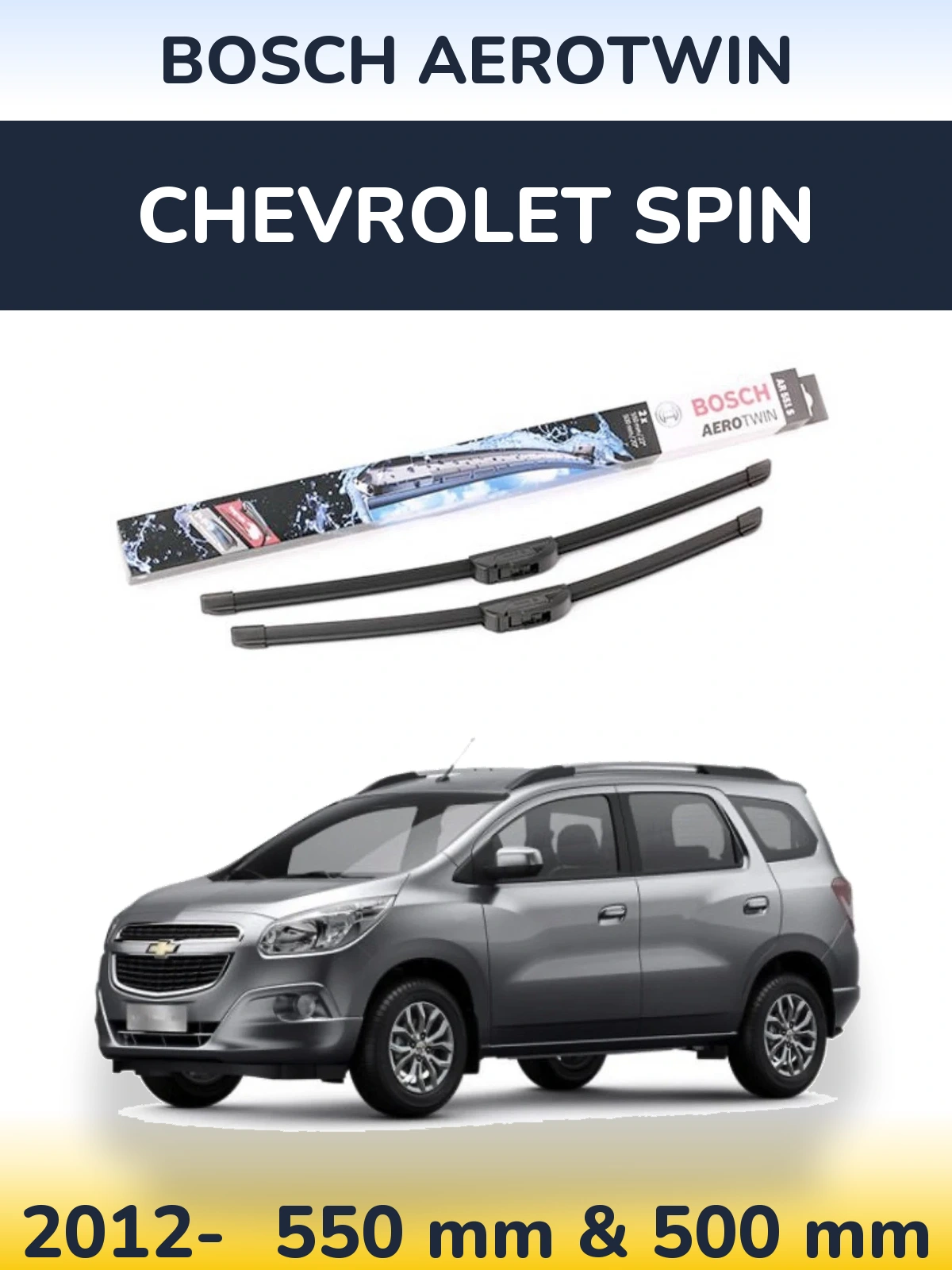 Komplet przednich wycieraczek BOSCH AeroTwin 550 & 500 mm do Chevrolet Spin 2012-2026