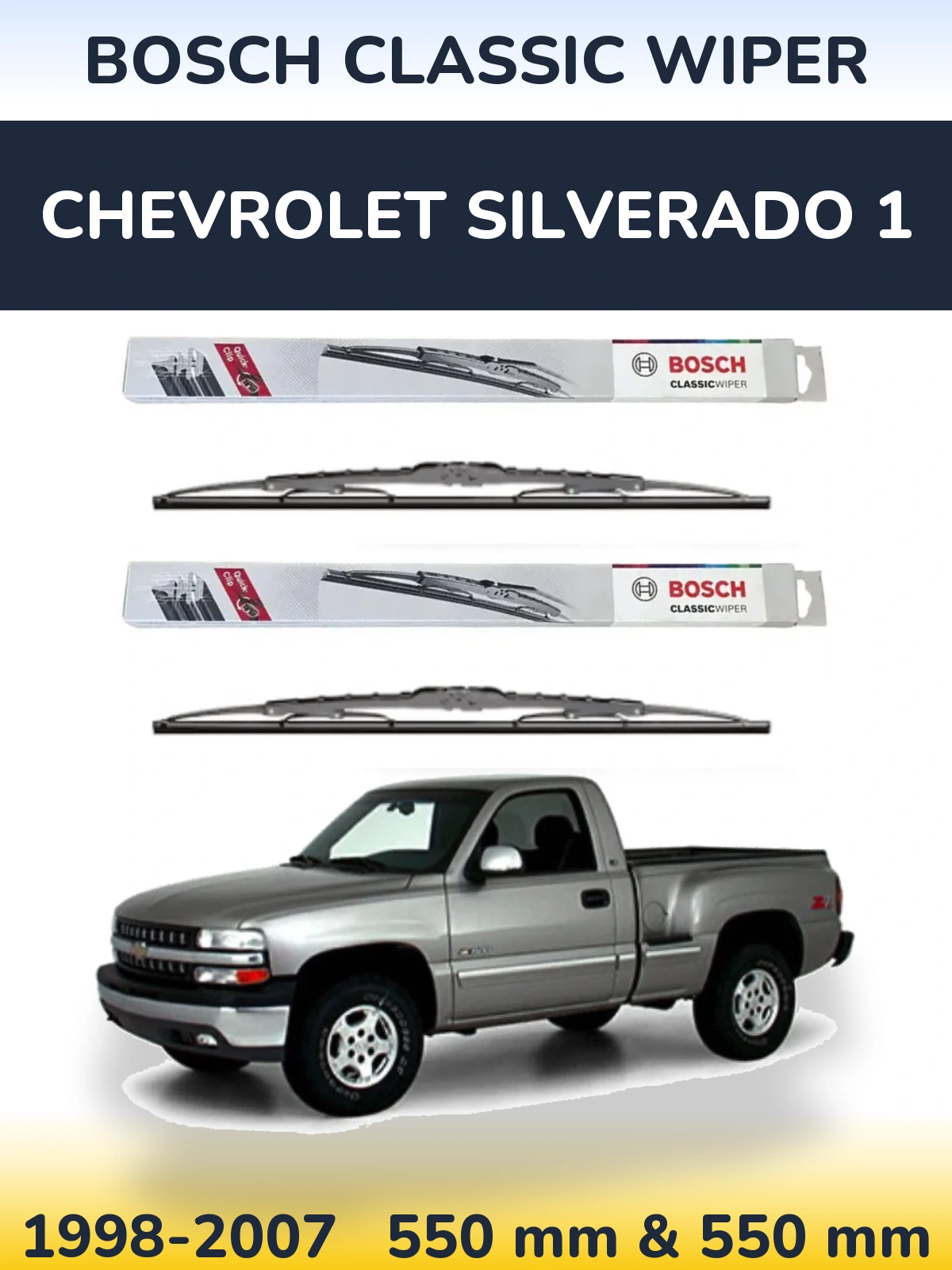 Komplet przednich wycieraczek BOSCH Classic Wiper 550 & 550 mm do Chevrolet Silverado 1 1998-2007