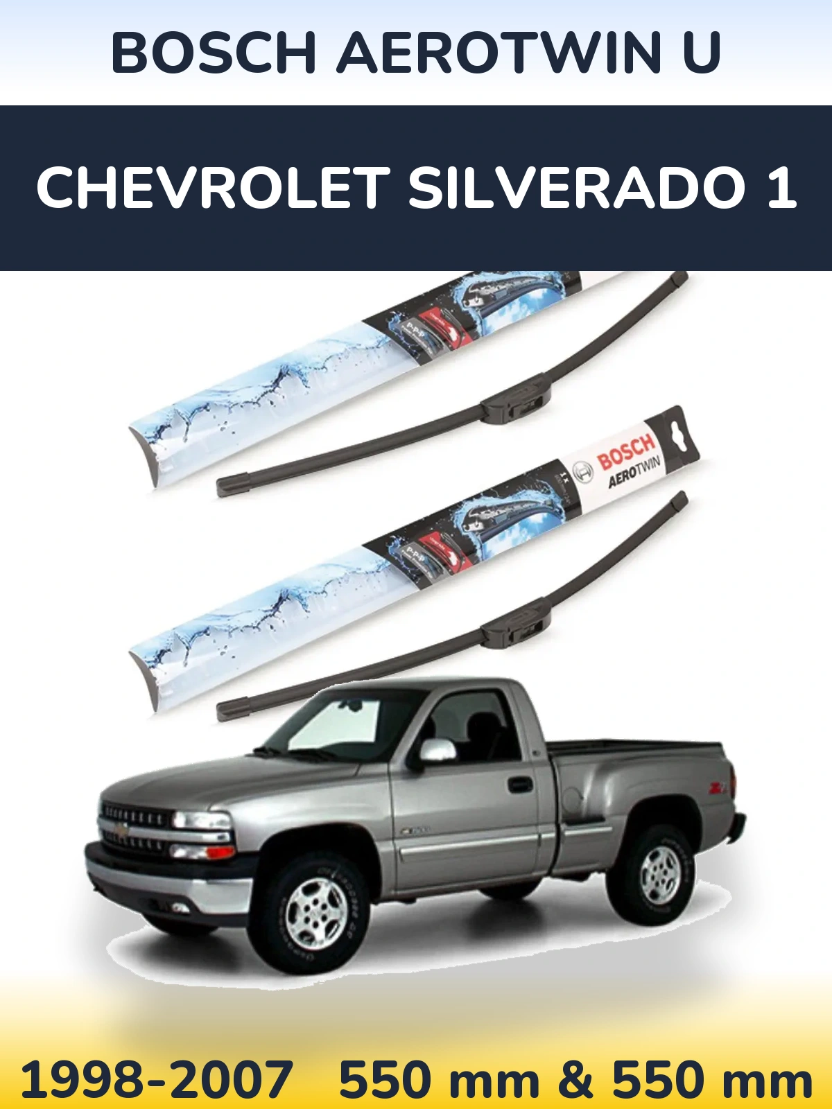 Komplet przednich wycieraczek BOSCH AeroTwin U 550 & 550 mm do Chevrolet Silverado 1 1998-2007