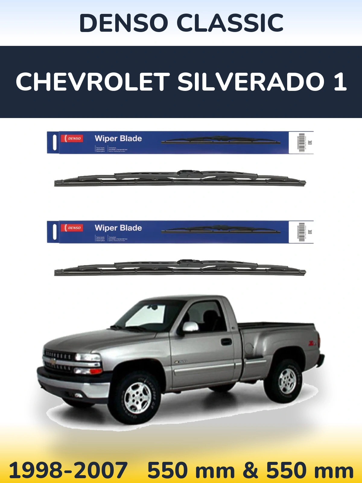 Komplet przednich wycieraczek Denso Classic 550 & 550 mm do Chevrolet Silverado 1 1998-2007