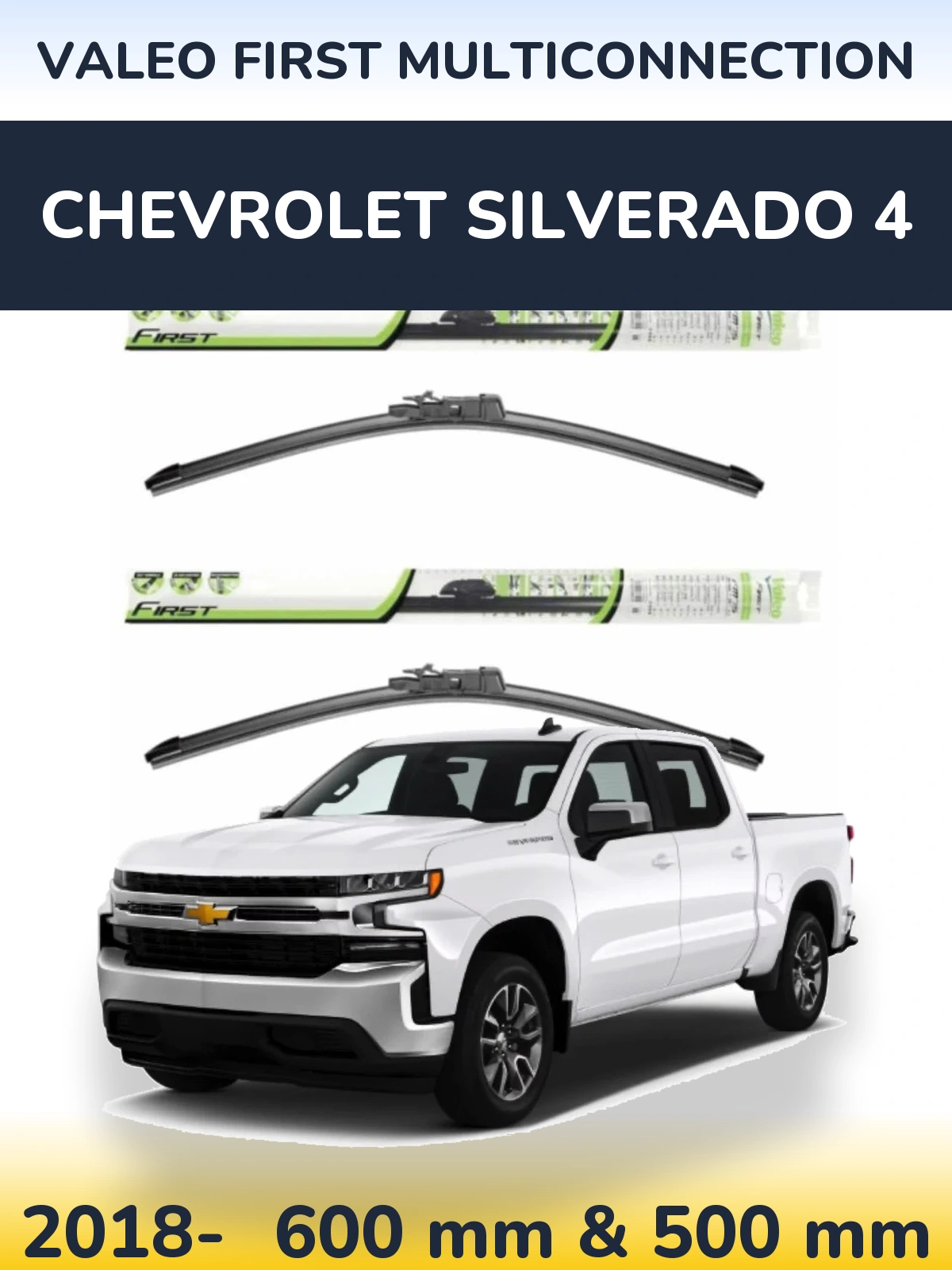 Komplet przednich wycieraczek Valeo First MultiConnection 600 & 500 mm do Chevrolet Silverado 4 2018-2026