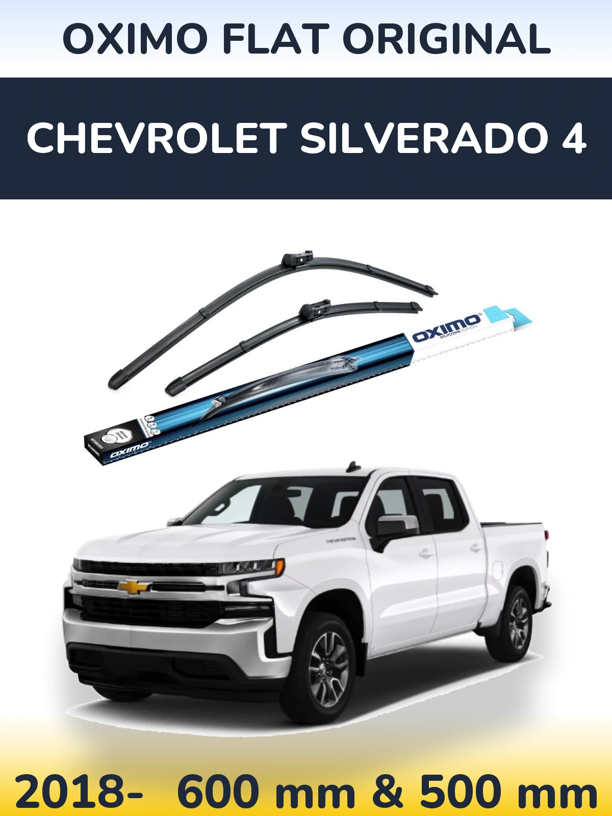 Komplet przednich wycieraczek Oximo Flat Original 600 & 500 mm do Chevrolet Silverado 4 2018-2026