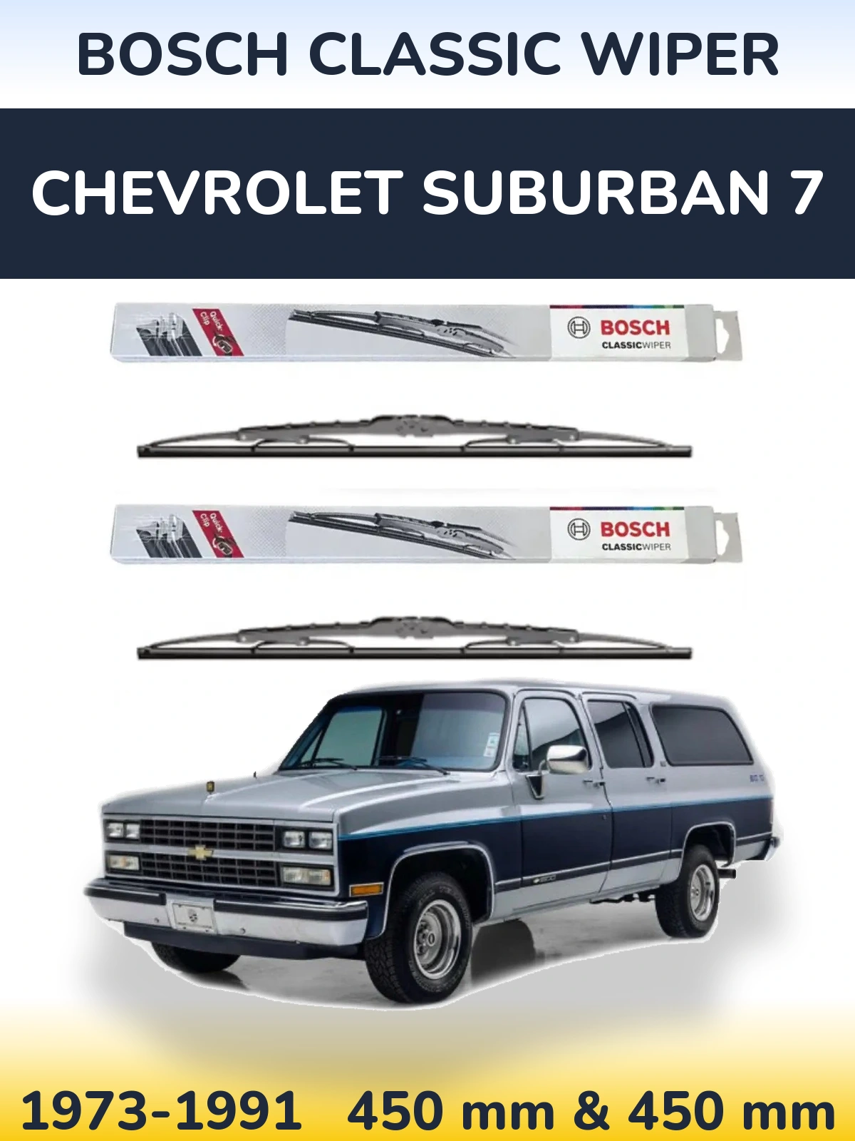 Komplet przednich wycieraczek BOSCH Classic Wiper 450 & 450 mm do Chevrolet Suburban 7 1973-1991