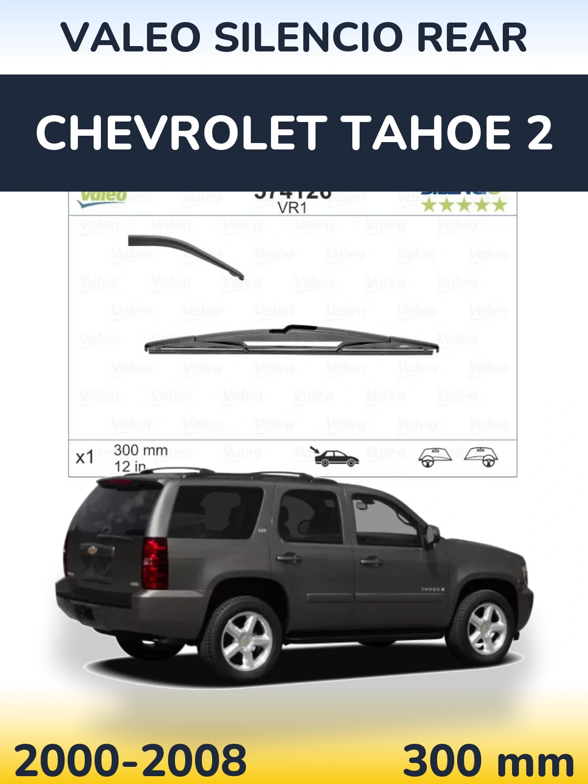 Rear wiper blade Valeo Silencio Rear 300 mm for Chevrolet Tahoe 2 2000-2008
