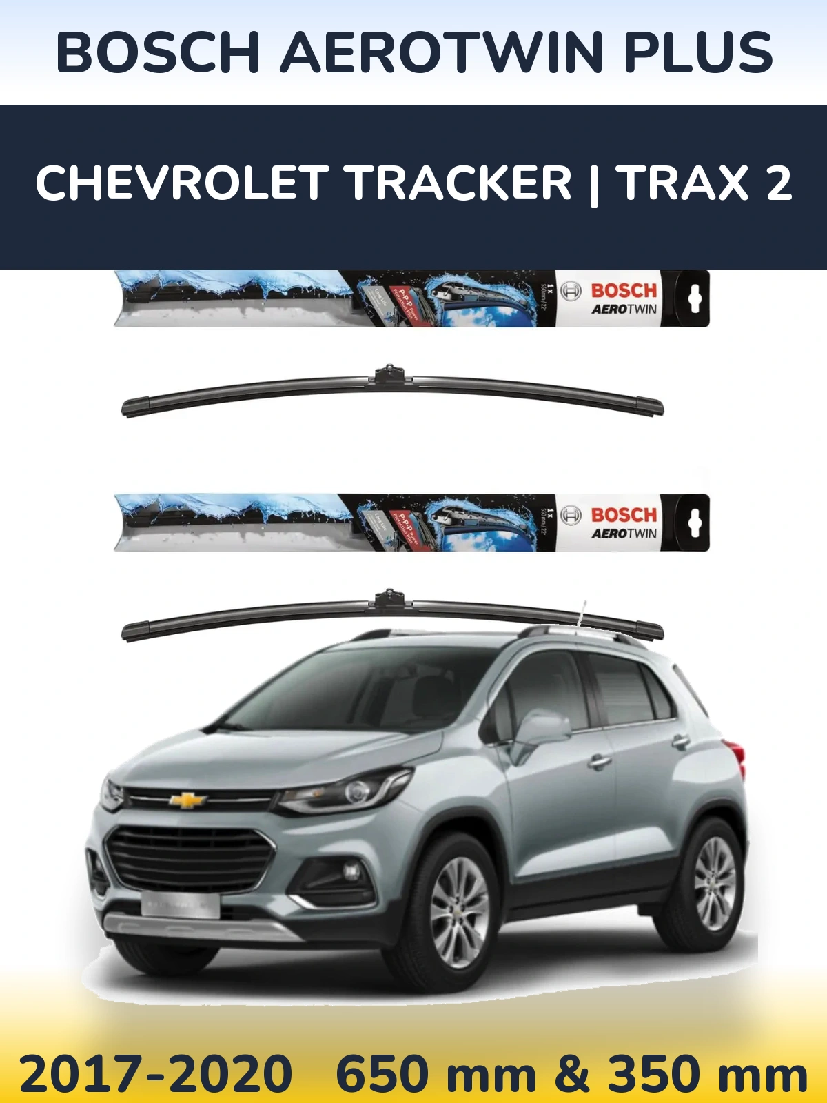 Комплект передних дворников BOSCH AeroTwin Plus 650 & 350 мм для Chevrolet Tracker | Trax 2 2017-2020