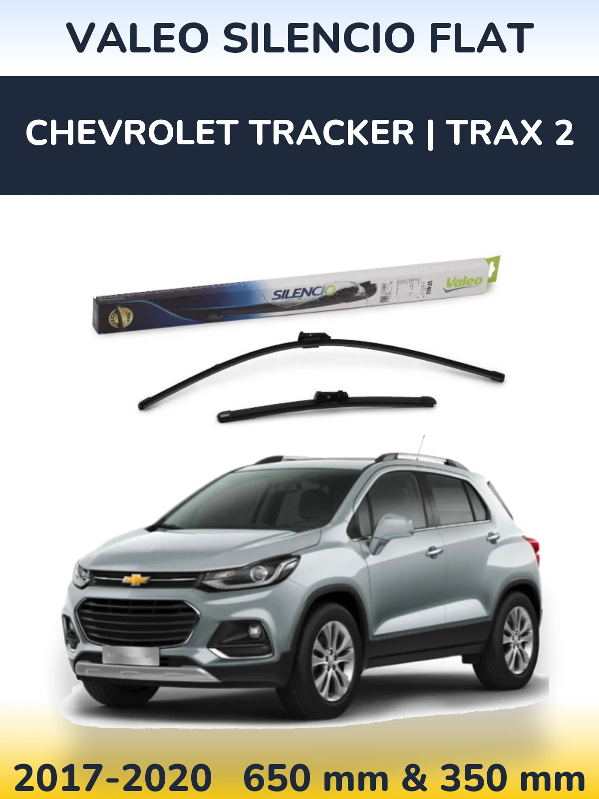 Komplet przednich wycieraczek Valeo Silencio Flat 650 & 350 mm do Chevrolet Tracker | Trax 2 2017-2020