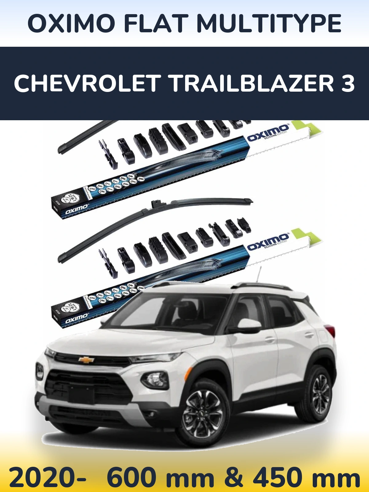 Komplet przednich wycieraczek Oximo Flat MultiType 600 & 450 mm do Chevrolet TrailBlazer 3 2020-2026