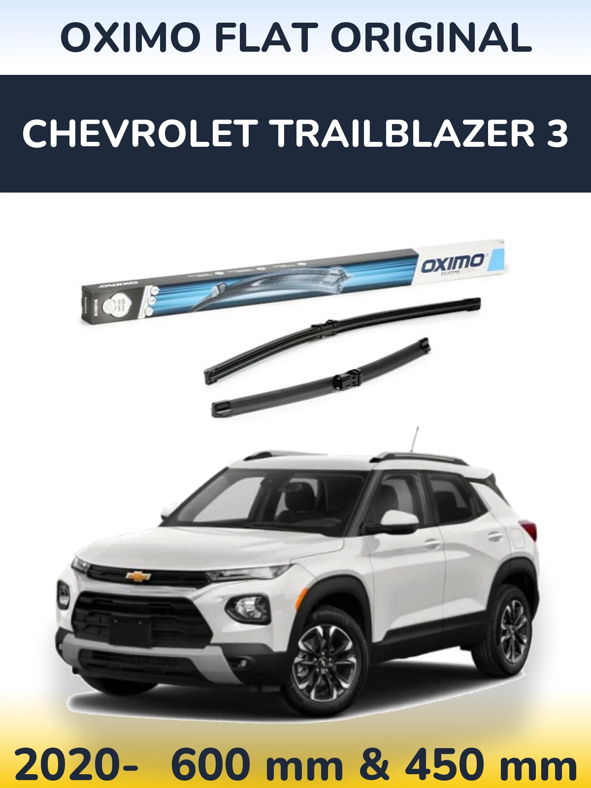 Комплект передних дворников Oximo Flat Original 600 & 450 мм для Chevrolet TrailBlazer 3 2020-2026