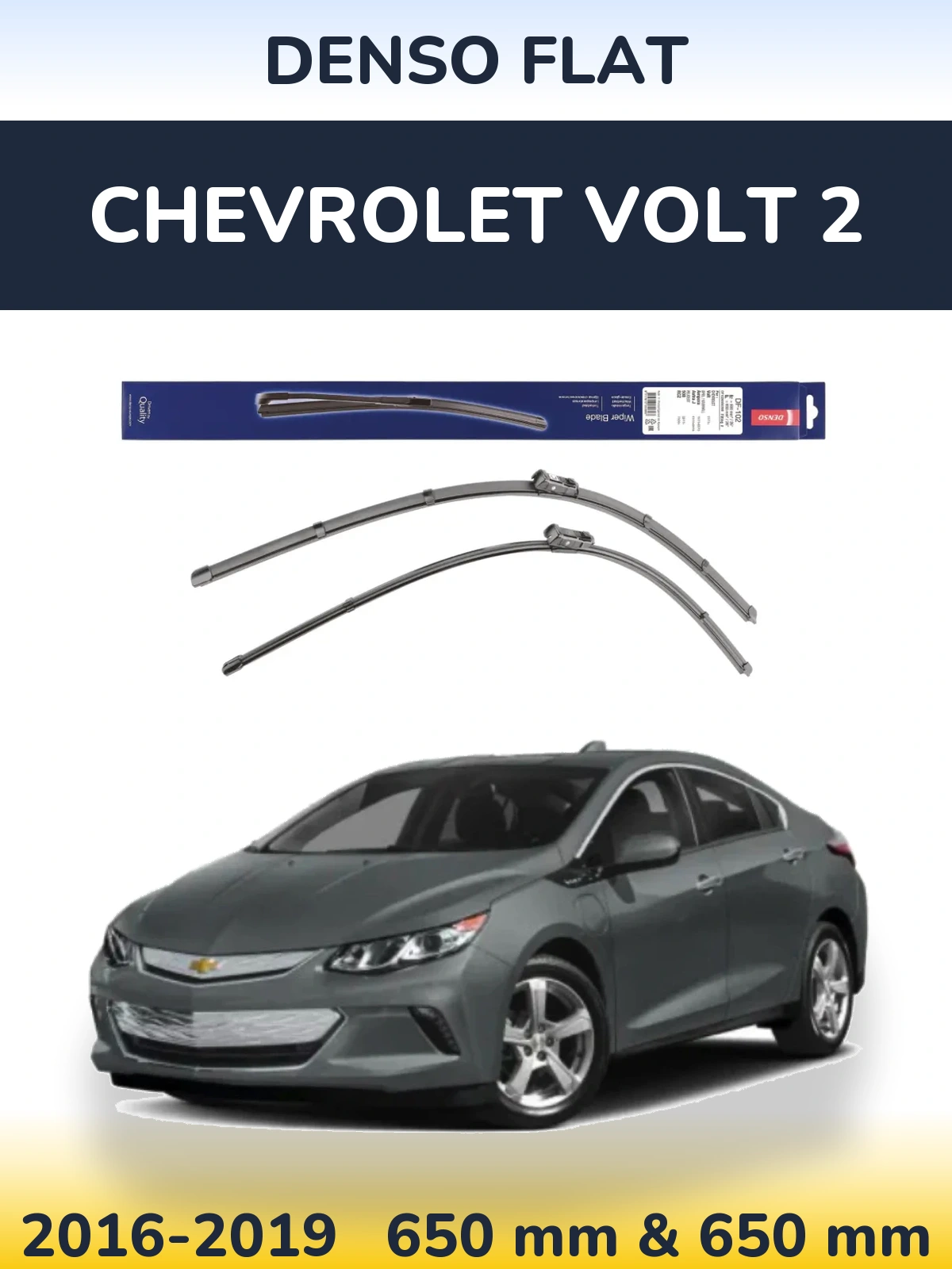 Front wiper blade set Denso Flat 650 & 650 mm for Chevrolet Volt 2 2016-2019