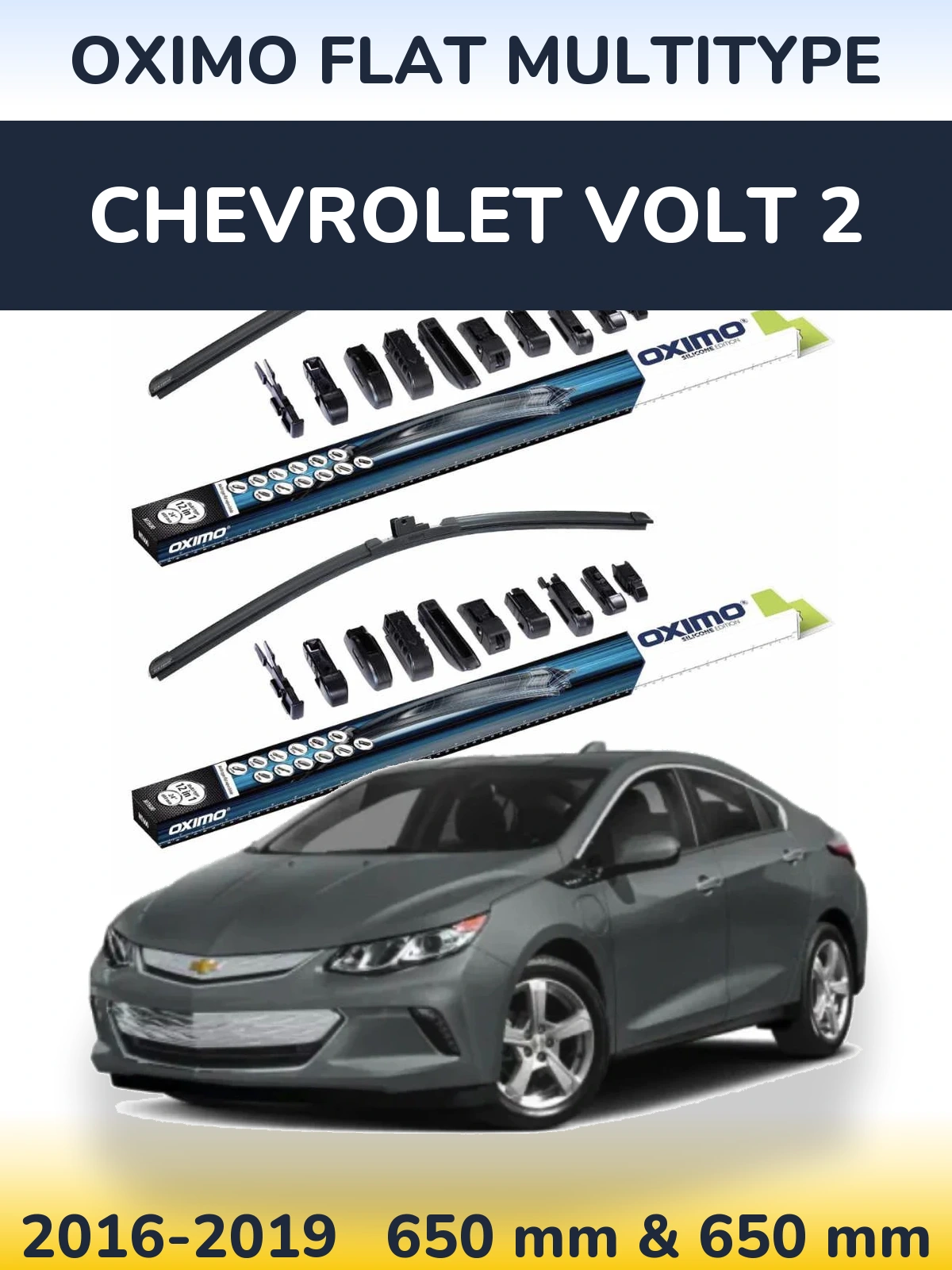 Komplet przednich wycieraczek Oximo Flat MultiType 650 & 650 mm do Chevrolet Volt 2 2016-2019