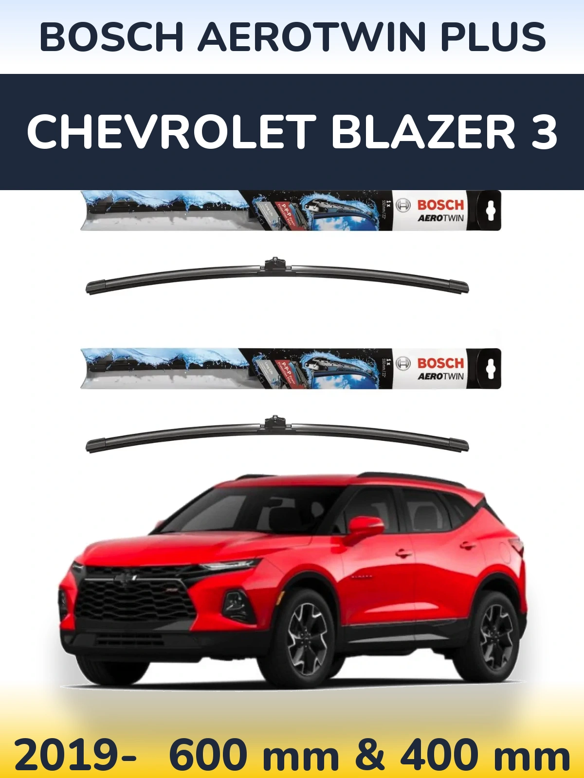 Komplet przednich wycieraczek BOSCH AeroTwin Plus 600 & 400 mm do Chevrolet Blazer 3 2019-2026