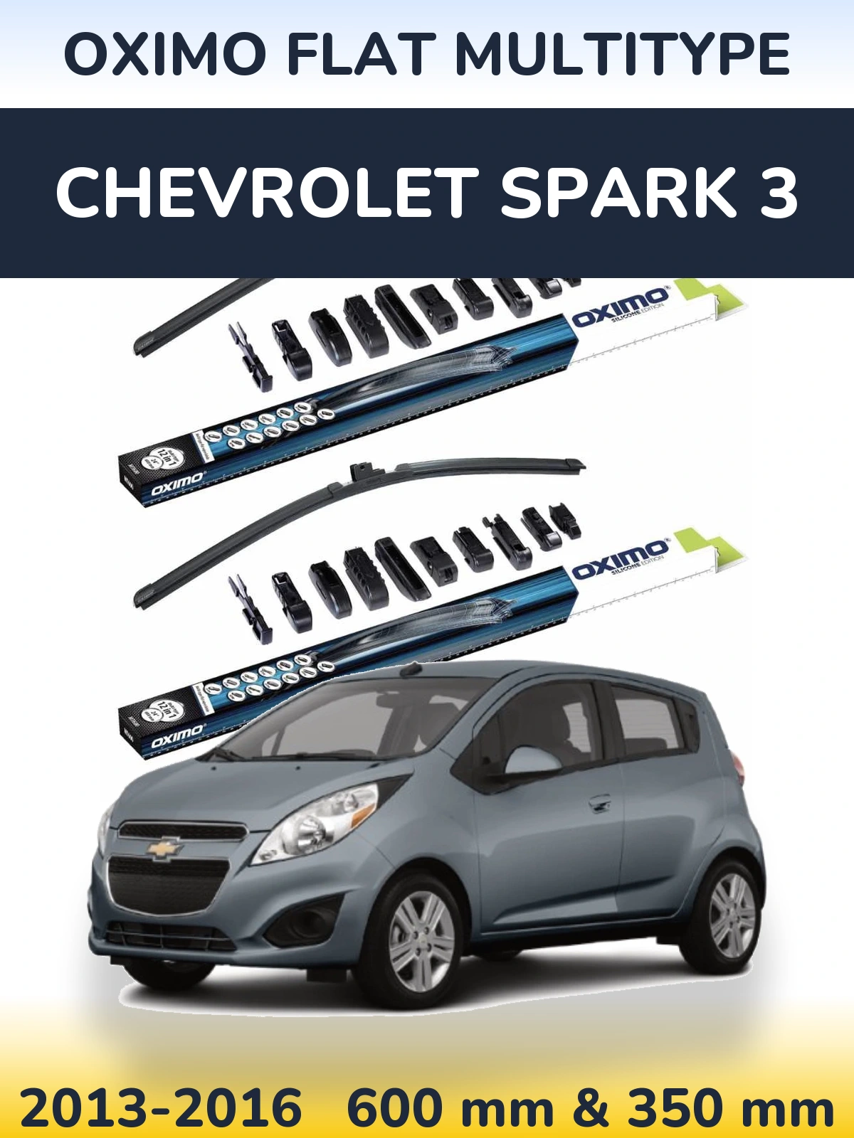 Komplet przednich wycieraczek Oximo Flat MultiType 600 & 350 mm do Chevrolet Spark 3 2013-2016
