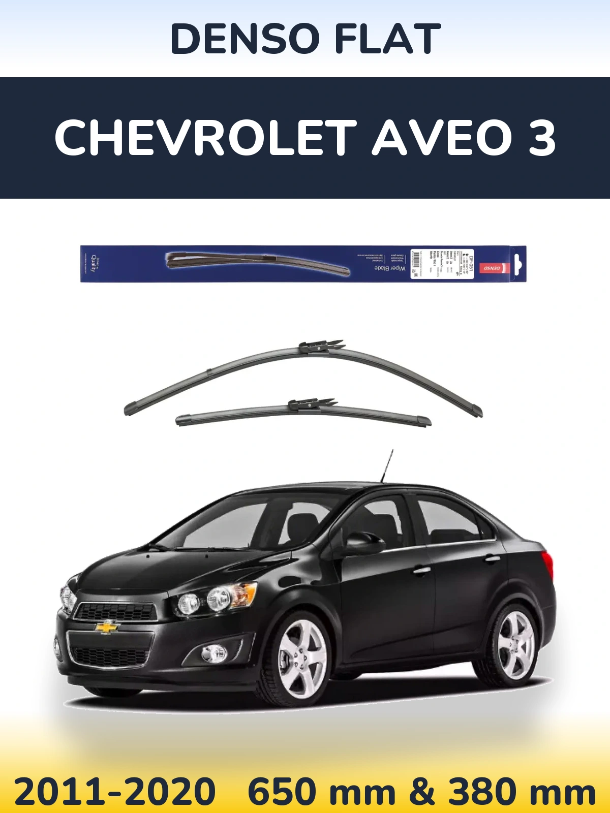 Komplet przednich wycieraczek Denso Flat 650 & 380 mm do Chevrolet Aveo 3 2011-2020
