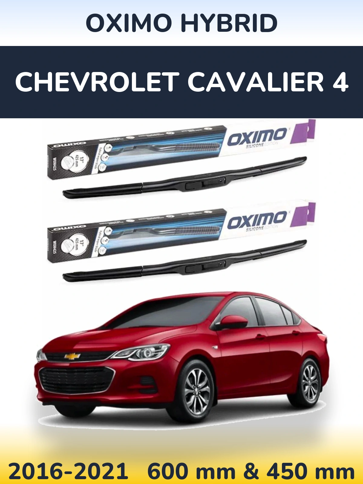 Komplet przednich wycieraczek Oximo Hybrid 600 & 450 mm do Chevrolet Cavalier 4 2016-2021
