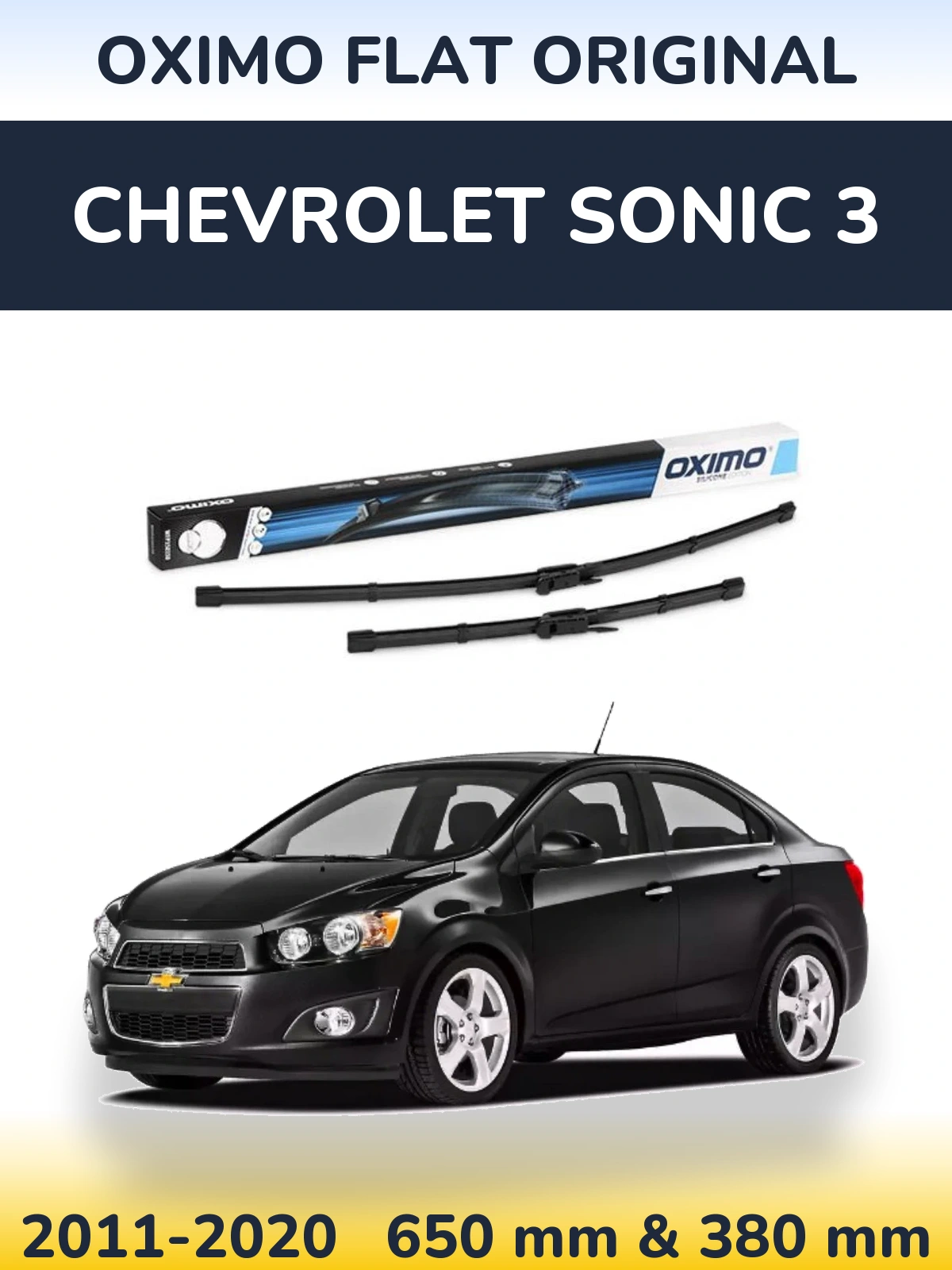 Komplet przednich wycieraczek Oximo Flat Original 650 & 380 mm do Chevrolet Sonic 3 2011-2020