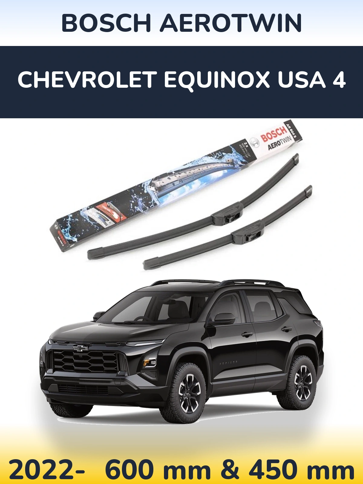 Komplet przednich wycieraczek BOSCH AeroTwin 600 & 450 mm do Chevrolet Equinox USA 4 2022-2026