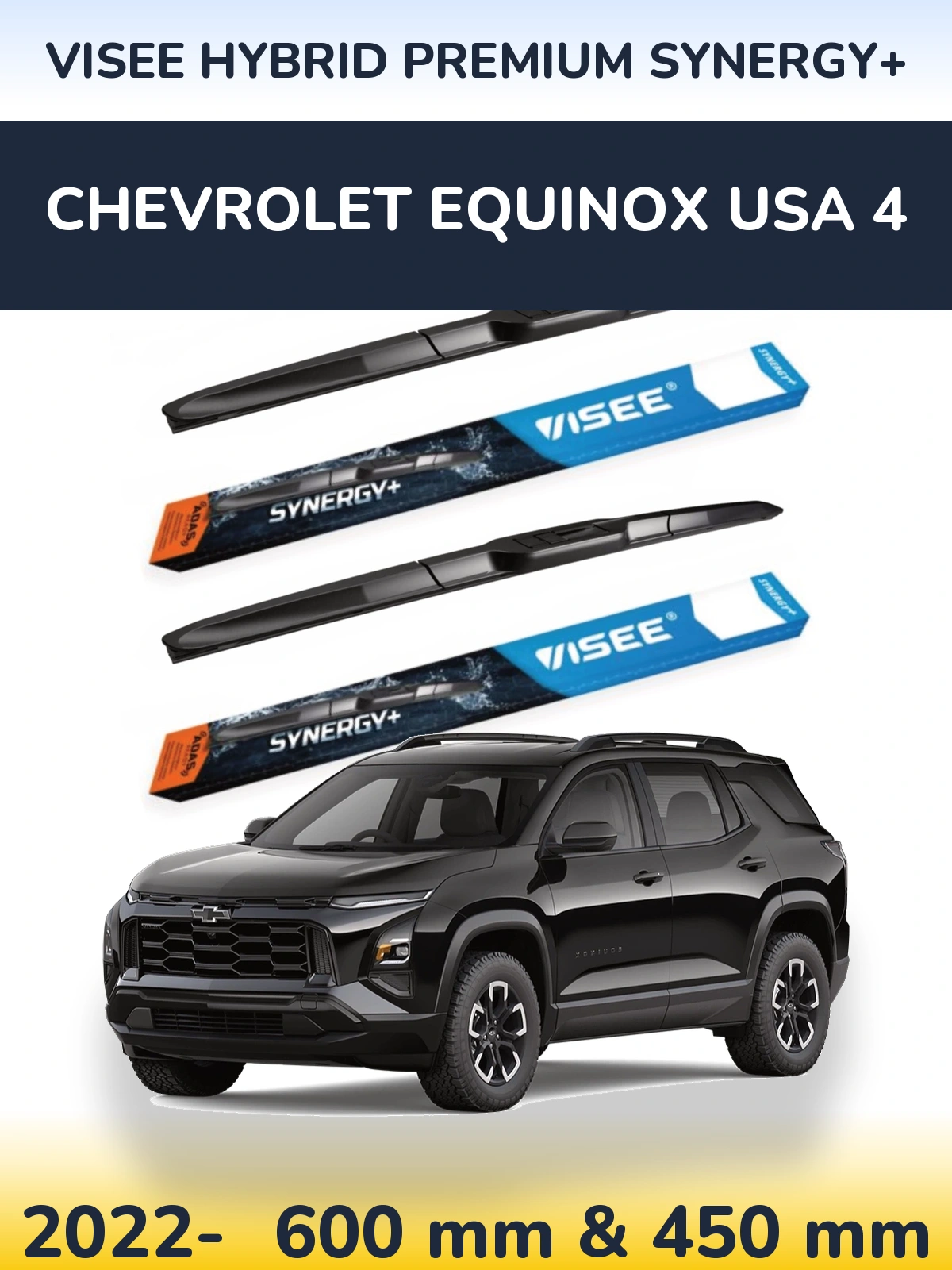Комплект передних дворников VISEE HYBRID PREMIUM SYNERGY+ 600 & 450 мм для Chevrolet Equinox USA 4 2022-2026