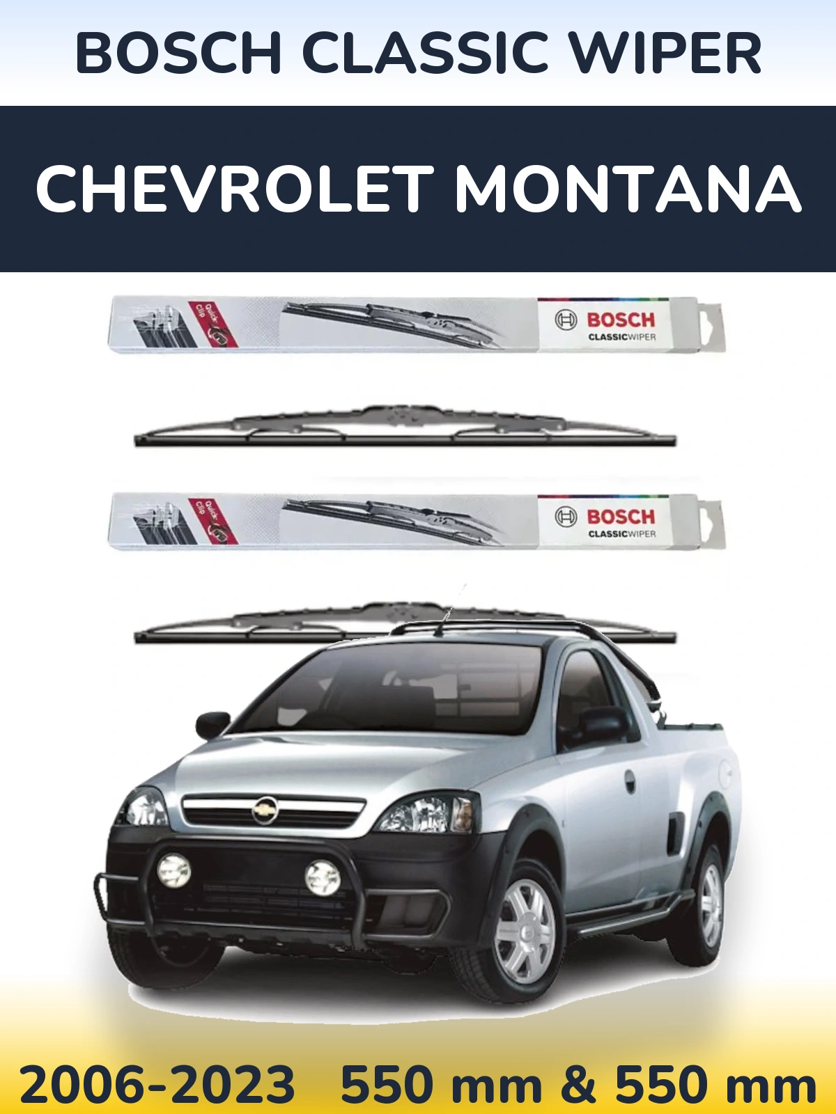 Комплект передних дворников BOSCH Classic Wiper 550 & 550 мм для Chevrolet Montana 2006-2023
