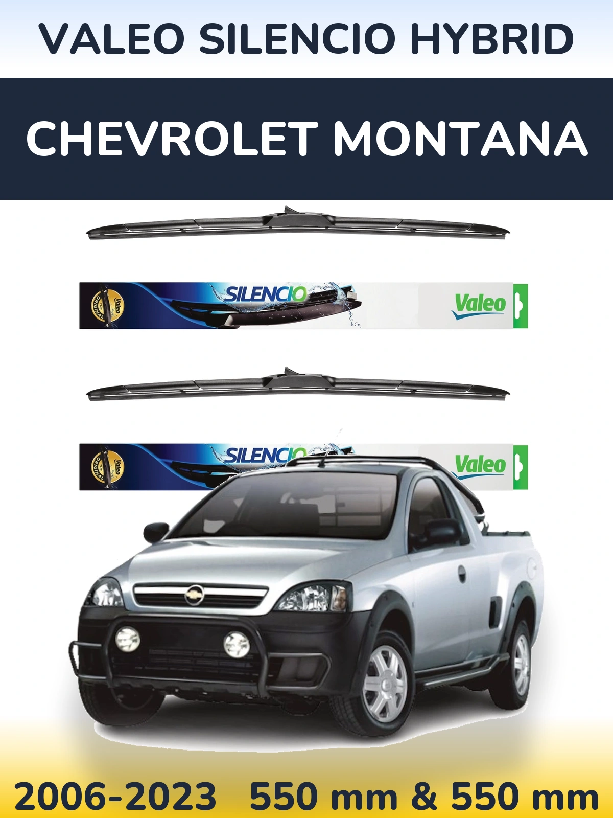 Комплект передних дворников Valeo Silencio Hybrid 550 & 550 мм для Chevrolet Montana 2006-2023