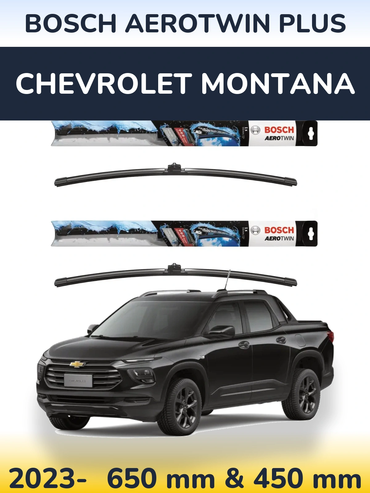 Komplet przednich wycieraczek BOSCH AeroTwin Plus 650 & 450 mm do Chevrolet Montana 2023-2026