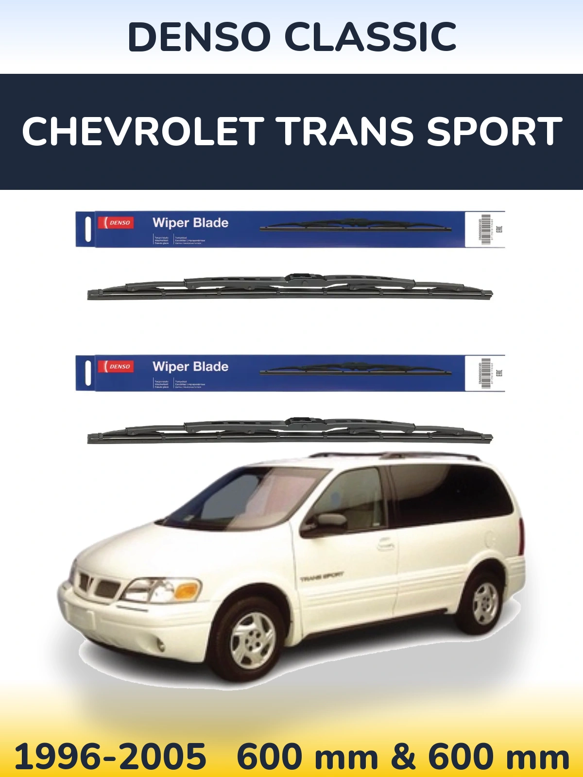 Комплект передних дворников Denso Classic 600 & 600 мм для Chevrolet Trans Sport 1996-2005