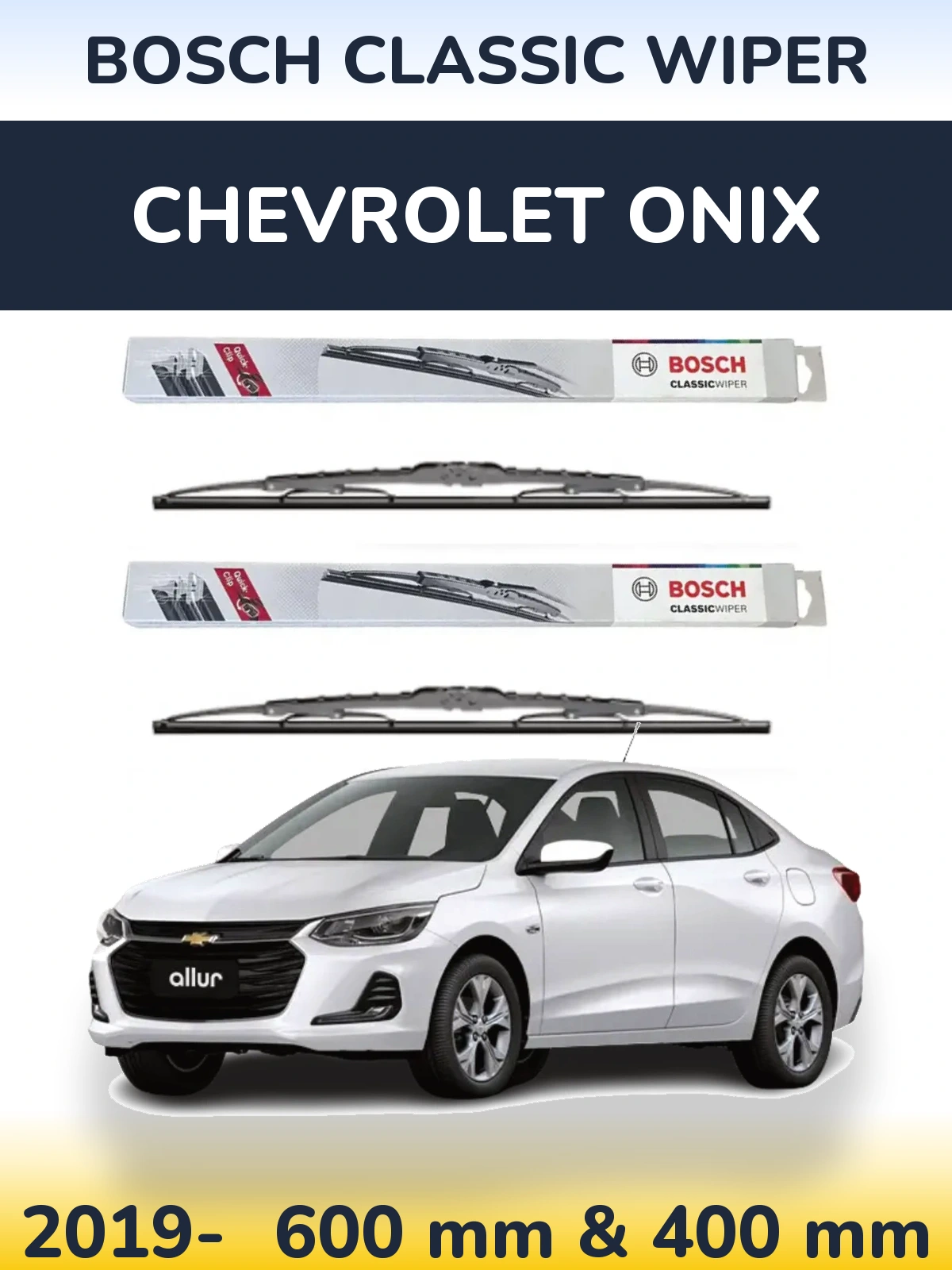 Komplet przednich wycieraczek BOSCH Classic Wiper 600 & 400 mm do Chevrolet Onix 2019-2026