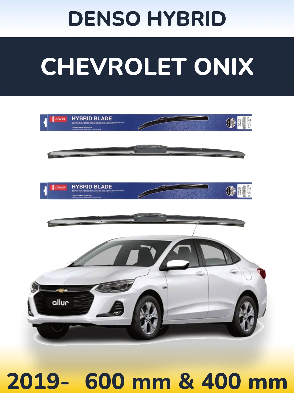 Komplet przednich wycieraczek Denso Hybrid 600 & 400 mm do Chevrolet Onix 2019-2026