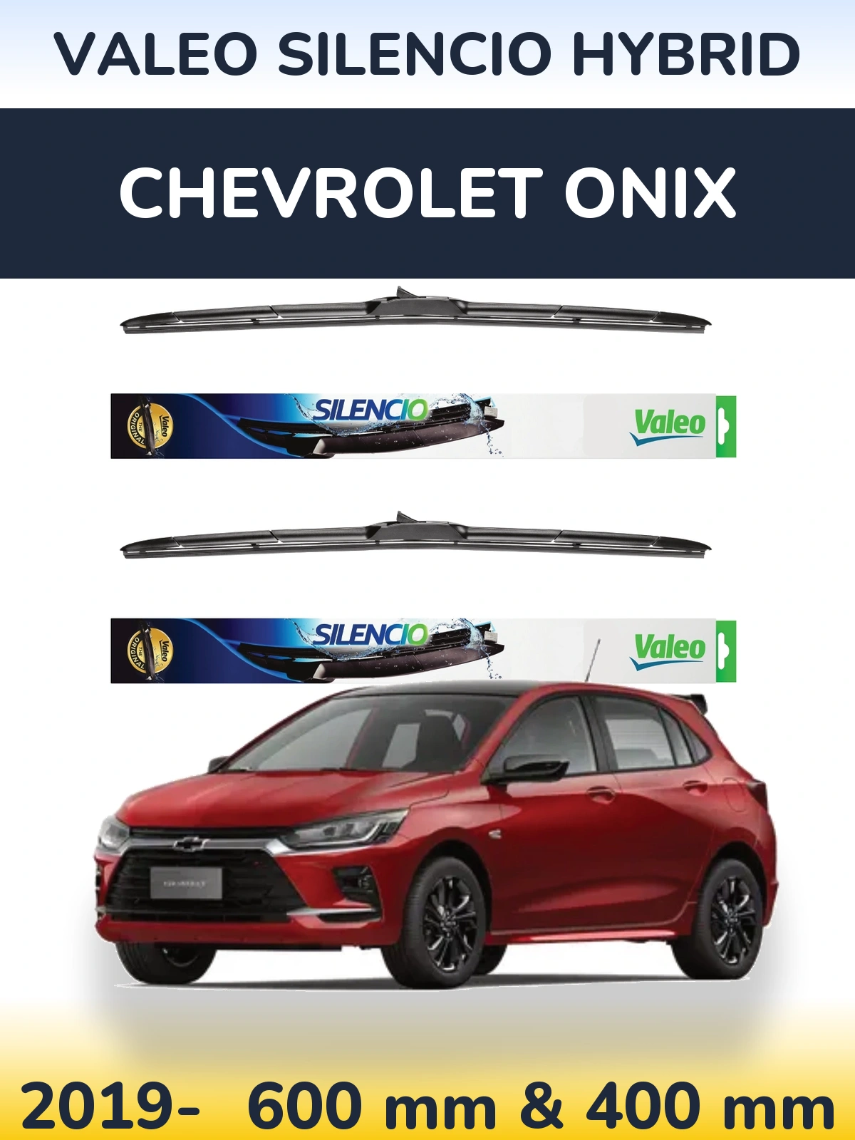 Komplet przednich wycieraczek Valeo Silencio Hybrid 600 & 400 mm do Chevrolet Onix 2019-2026