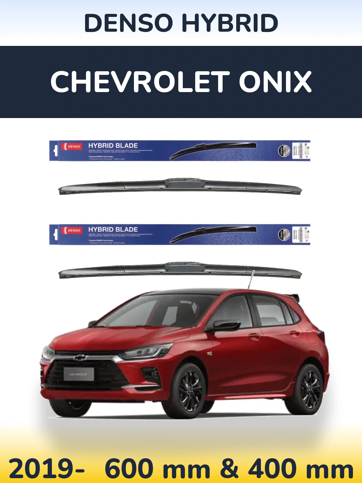 Komplet przednich wycieraczek Denso Hybrid 600 & 400 mm do Chevrolet Onix 2019-2026