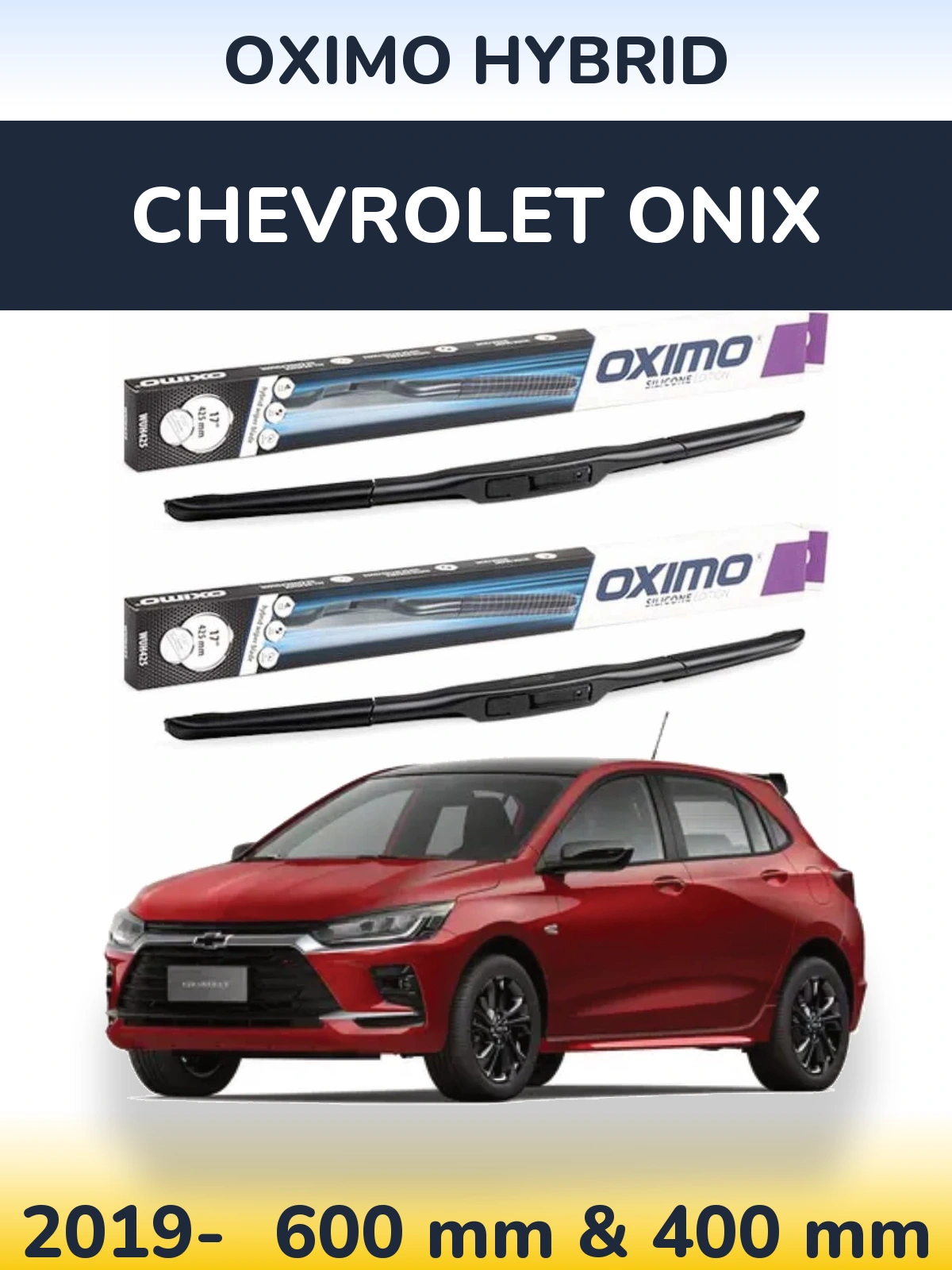 Komplet przednich wycieraczek Oximo Hybrid 600 & 400 mm do Chevrolet Onix 2019-2026