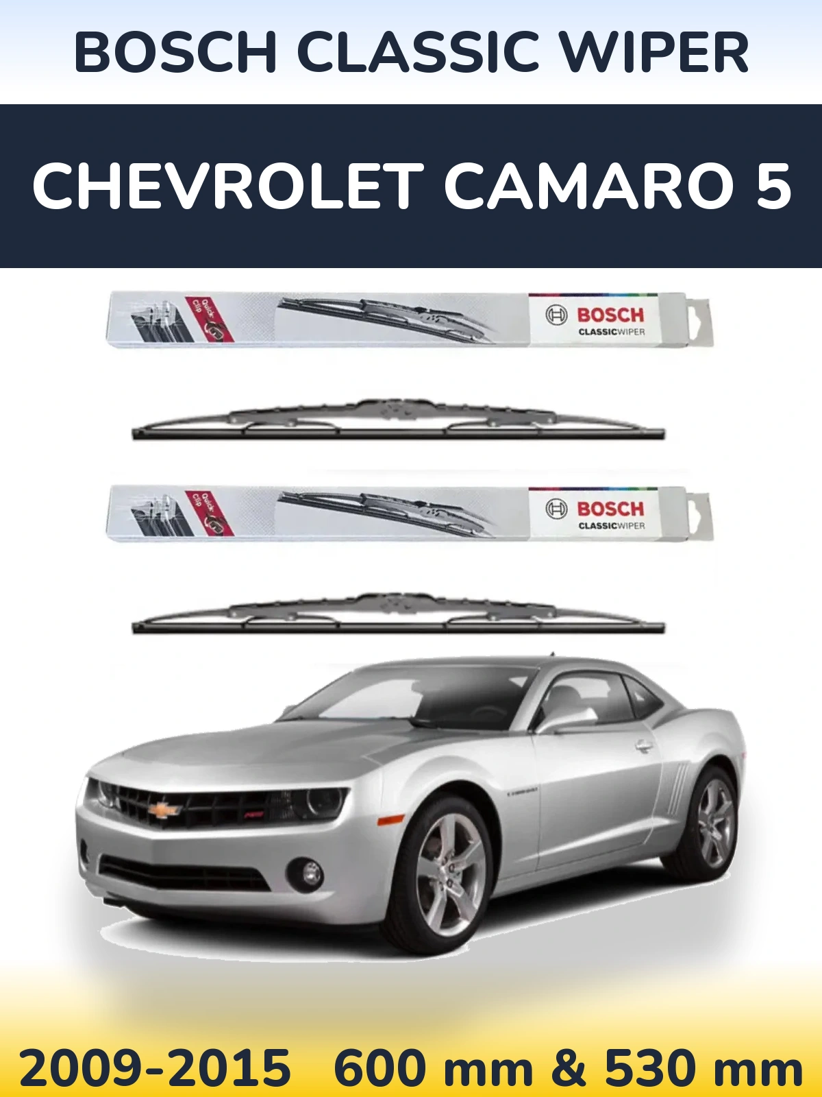 Komplet przednich wycieraczek BOSCH Classic Wiper 600 & 530 mm do Chevrolet Camaro 5 2009-2015