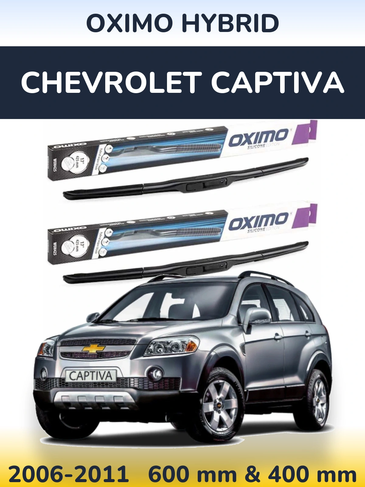 Komplet przednich wycieraczek Oximo Hybrid 600 & 400 mm do Chevrolet Captiva 2006-2011