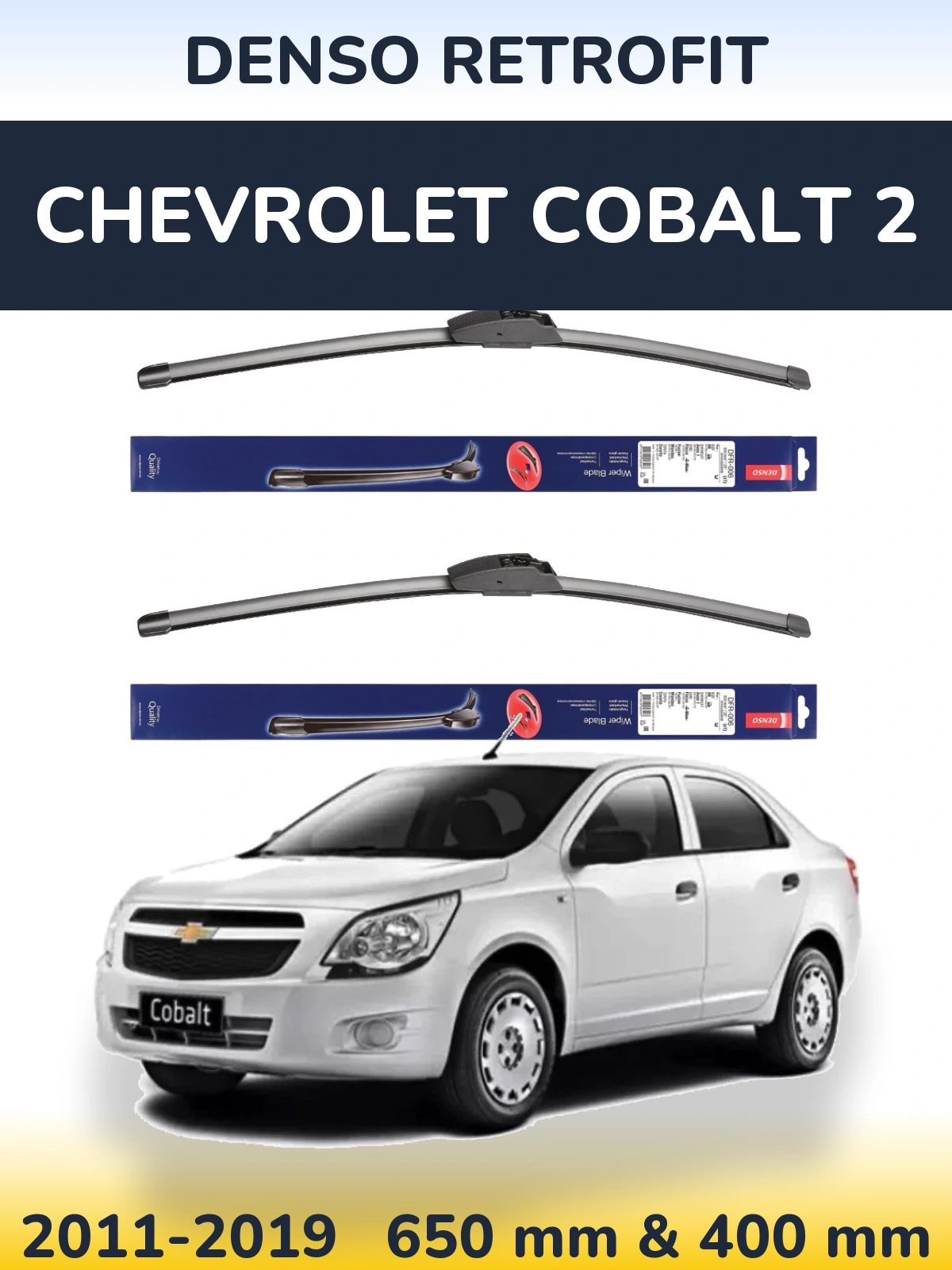 Komplet przednich wycieraczek Denso Retrofit 650 & 400 mm do Chevrolet Cobalt 2 2011-2019